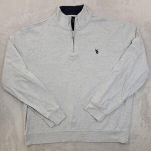 US Polo Assn‎ Pullover Sweater Mens XL Gray Quarter Zip Embroidered Logo Casual